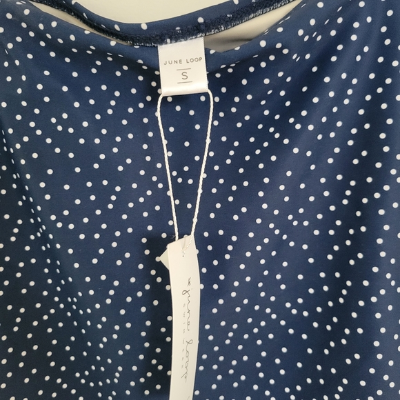 June Loop S High-Waisted Swim Bottoms Full Coverage Blue Ocean Dot Polka Small - Picture 4 of 7